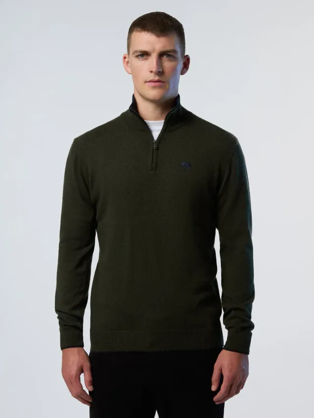 North Sails pull demi-zip éco-cachemire col montant