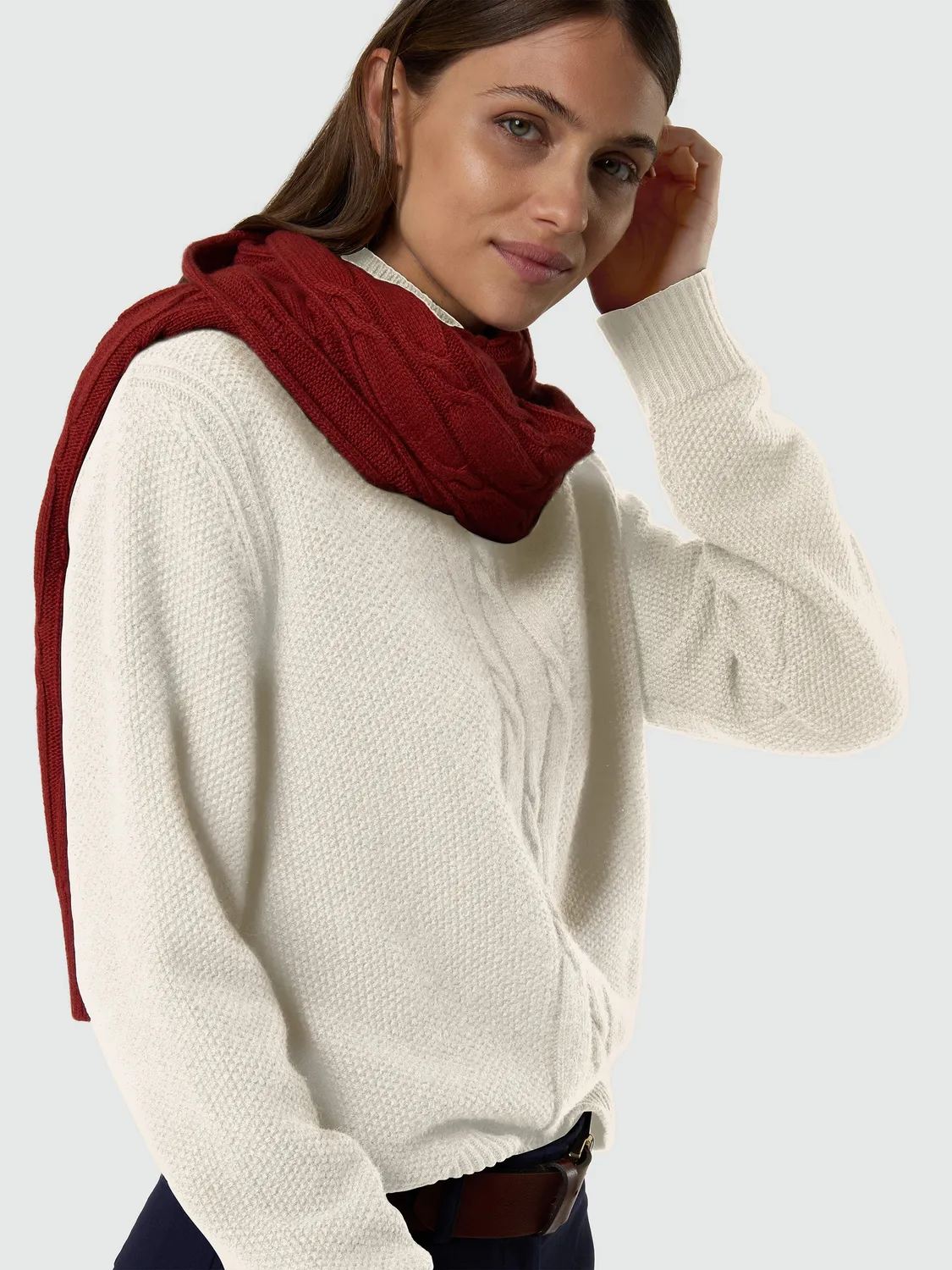 North Sails pull col montant femme maxi torsades blanc