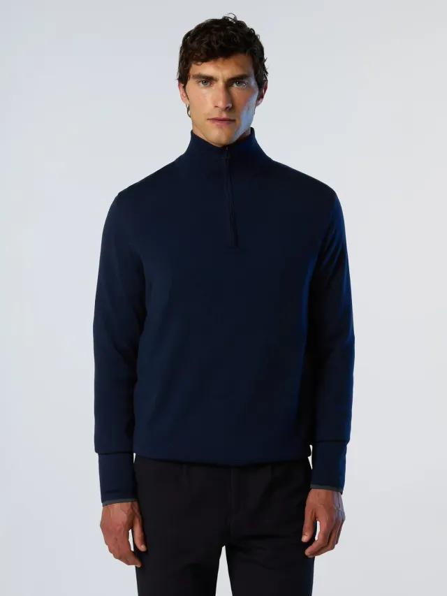 North Sails pull demi-zip mérinos fentes