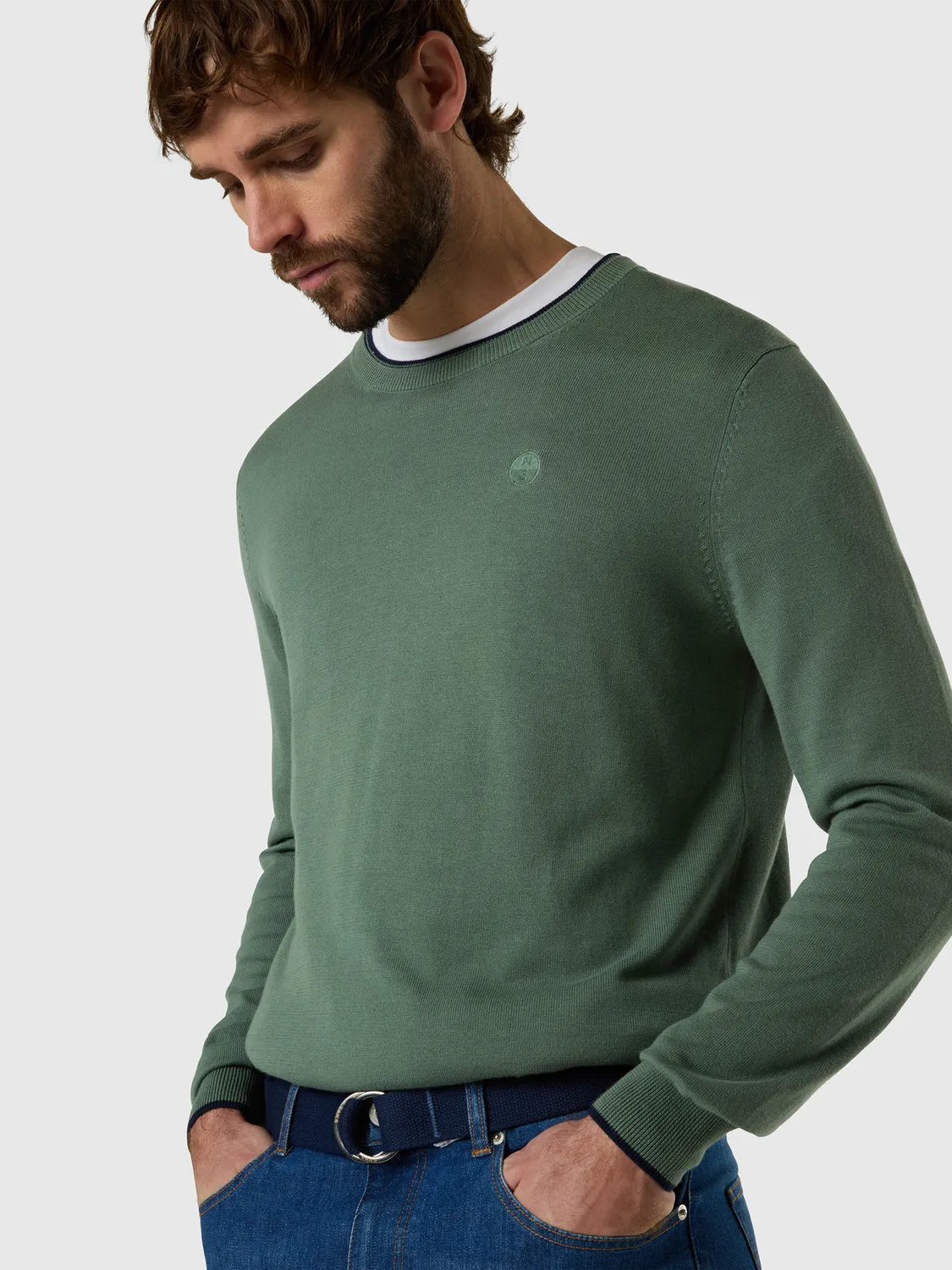 North Sails pull col rond coton bio logo tonal