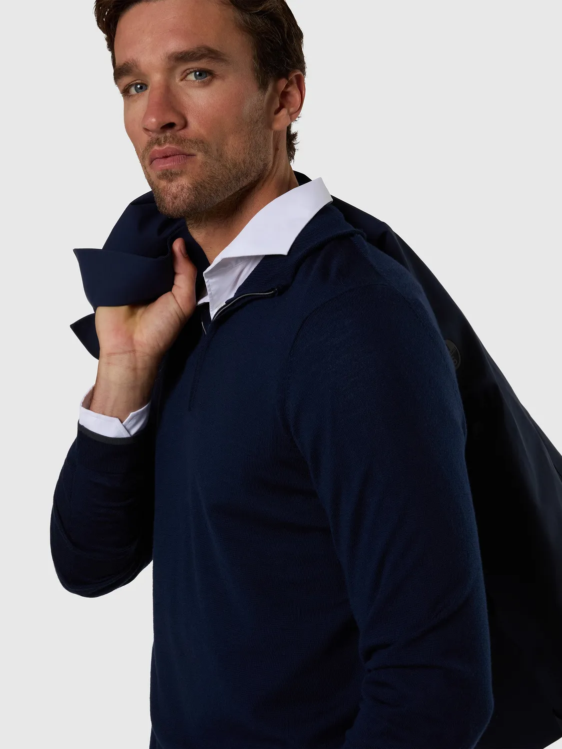 North Sails pull demi-zip mérinos homme bleu marine