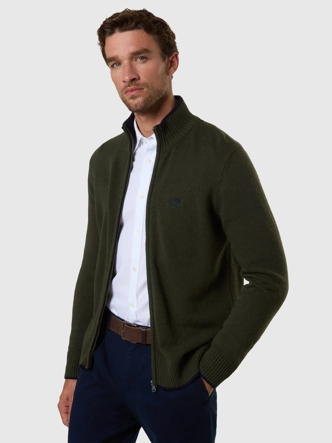 North Sails gilet zippé cachemire Navy Blue homme chaud col montant