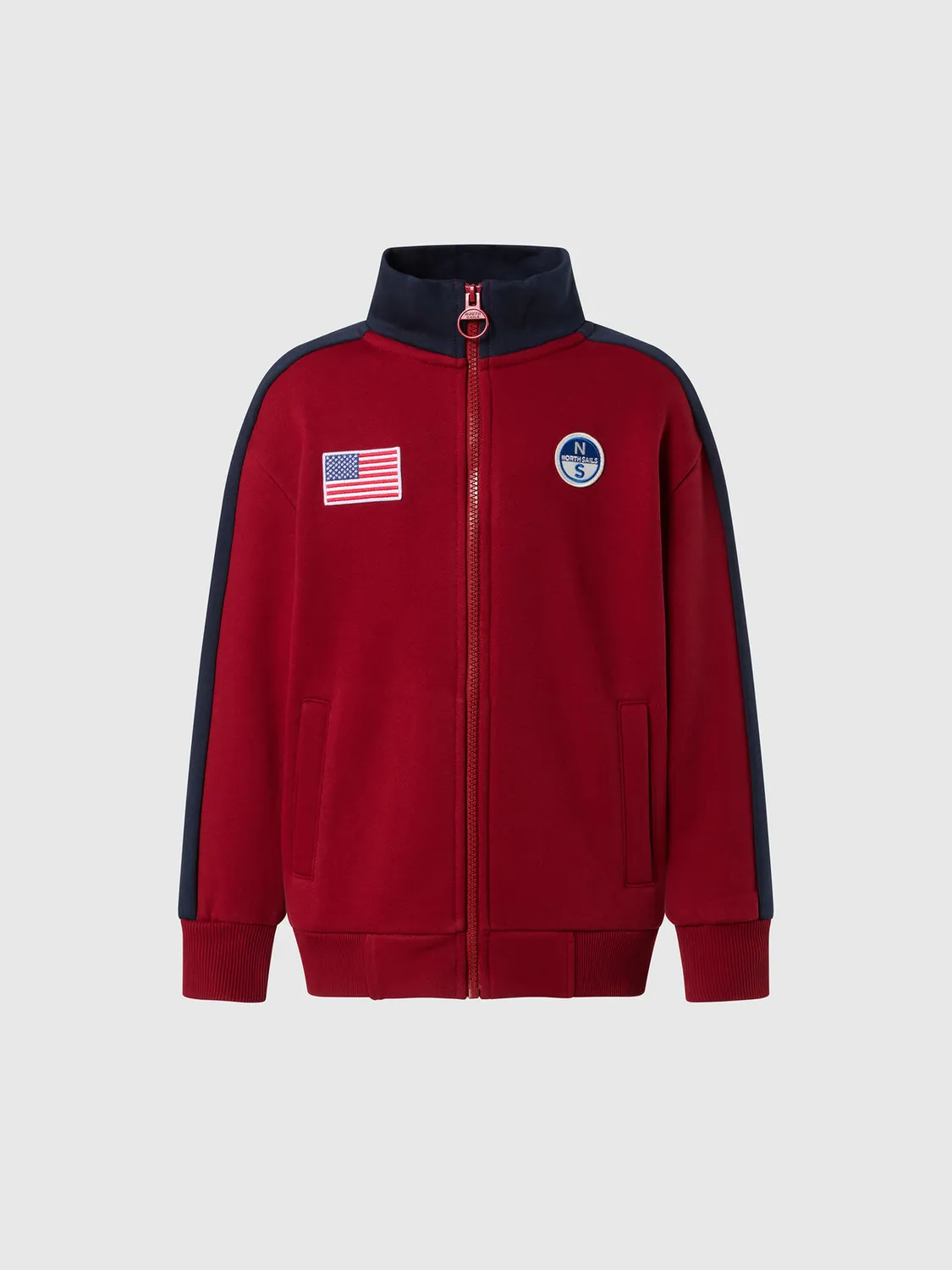 North Sails sweat zippé drapeau US coton bio