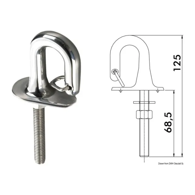 Osculati anneau verrouillage ressort inox remorquage