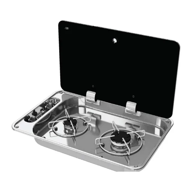Can réchaud 2 feux verre fumé 530x340 mm bateau