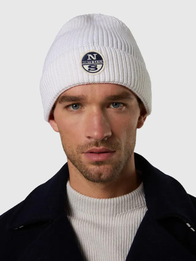 North Sails Beanie bonnet brodé white onyx