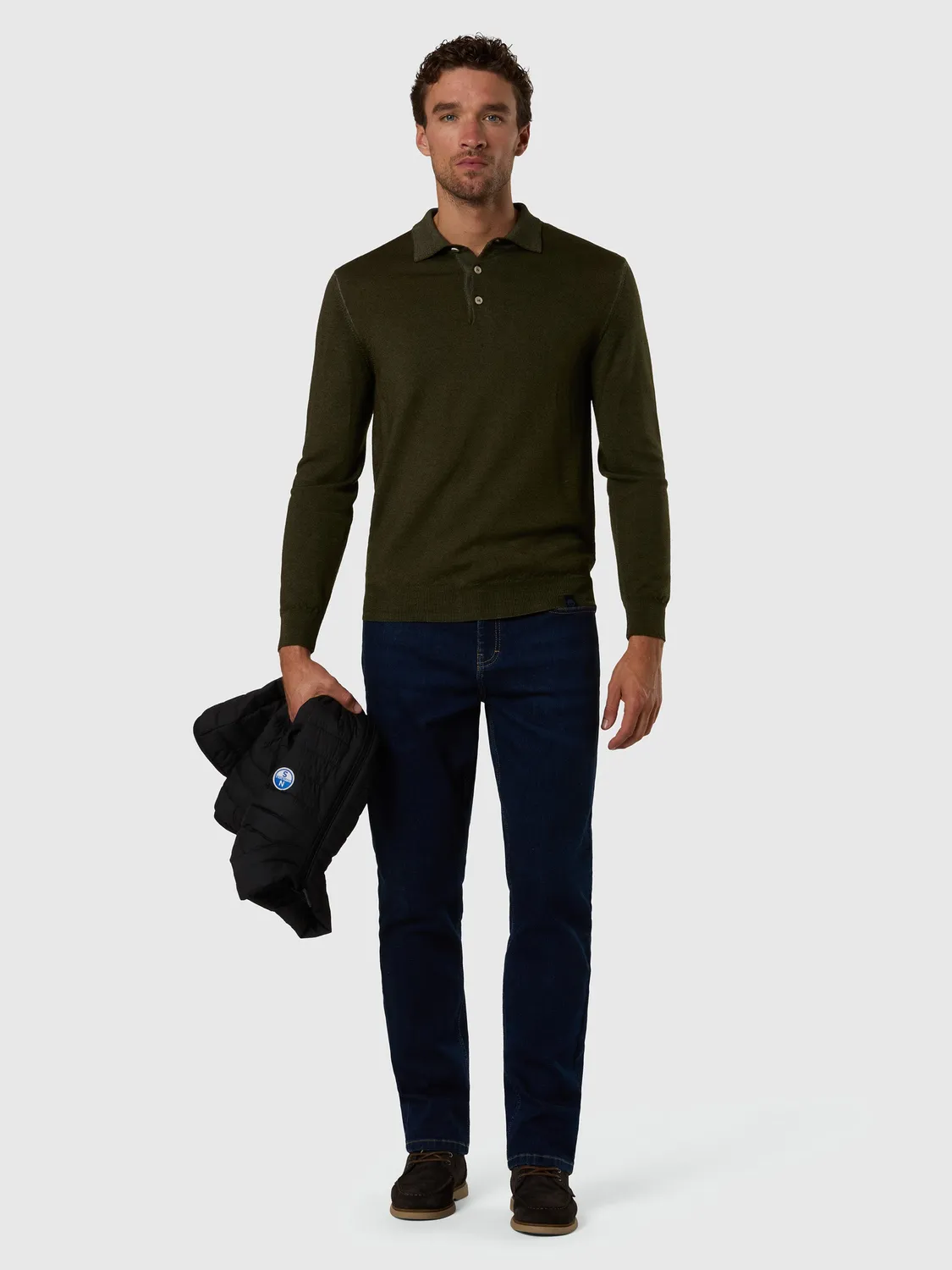 North Sails pull polo mérinos lavé homme chino beige