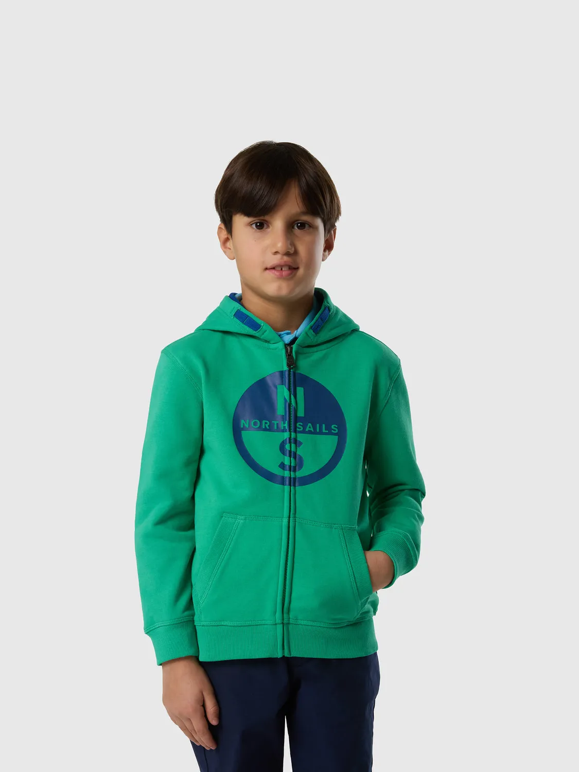 North Sails sweat zippé capuche coton bio logo maxi
