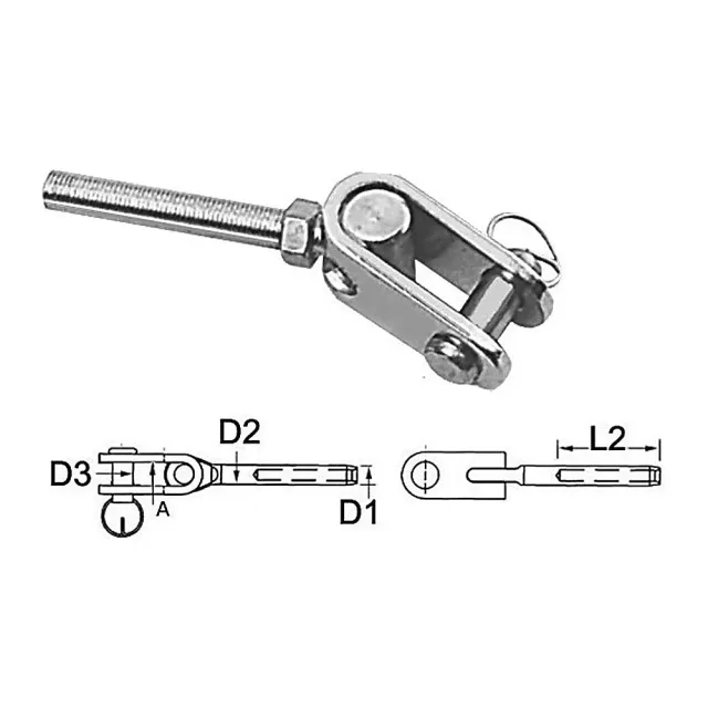 Blue Wave terminal chape émerillon 6 mm inox AISI 316