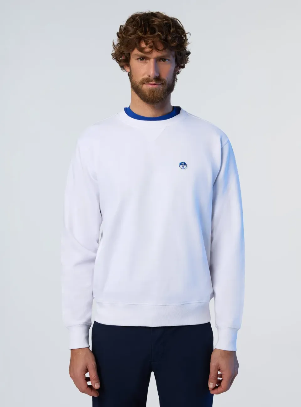 North Sails sweatshirt patch logo homme blanc coupe regular