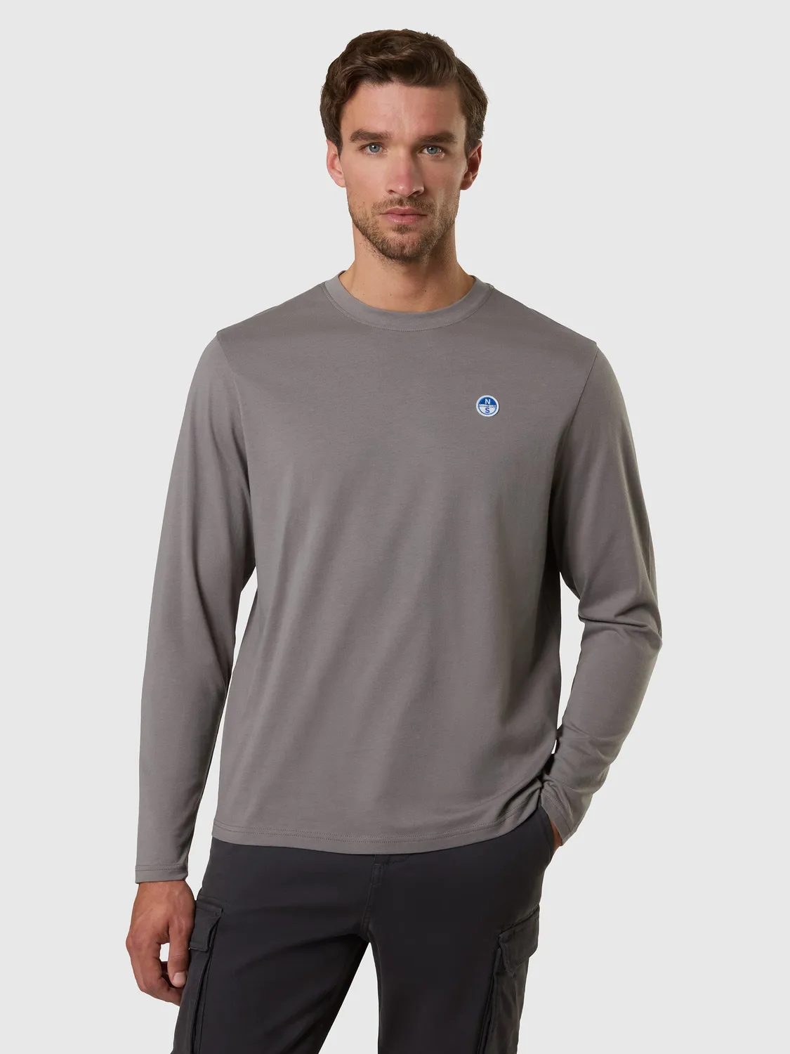 North Sails T-shirt manches longues patch gris anthracite