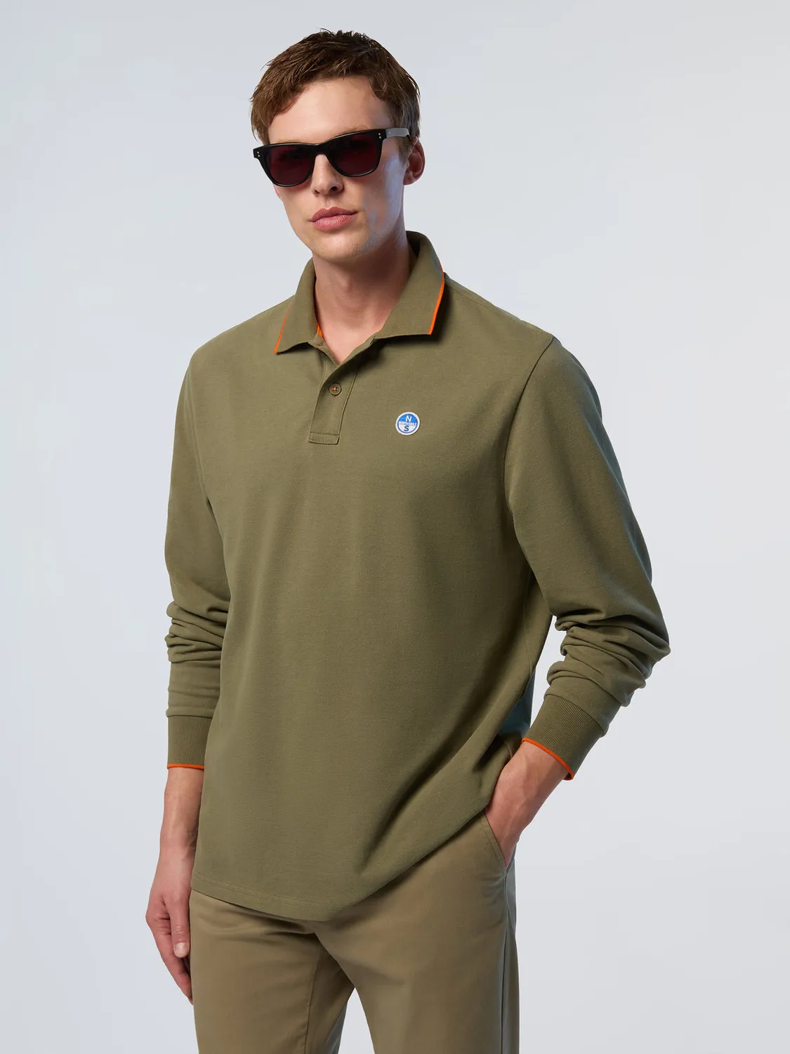 North Sails polo manches longues col logo coton bio