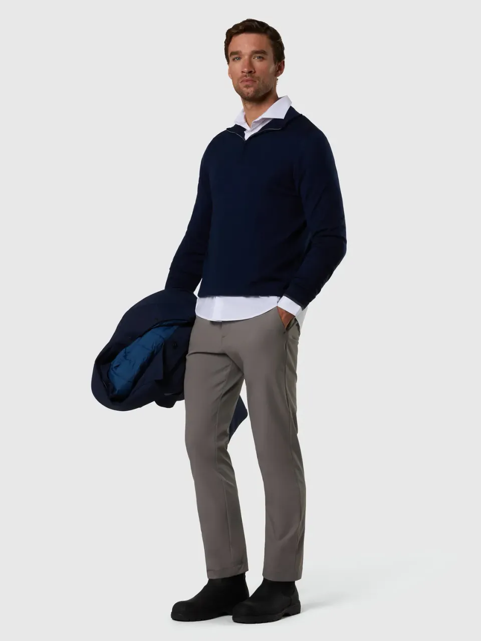 North Sails pull demi-zip mérinos homme bleu marine