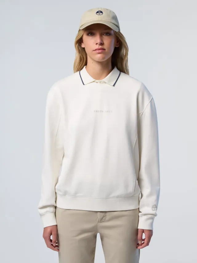 North Sails sweat col rond print tonal coton délavé homme