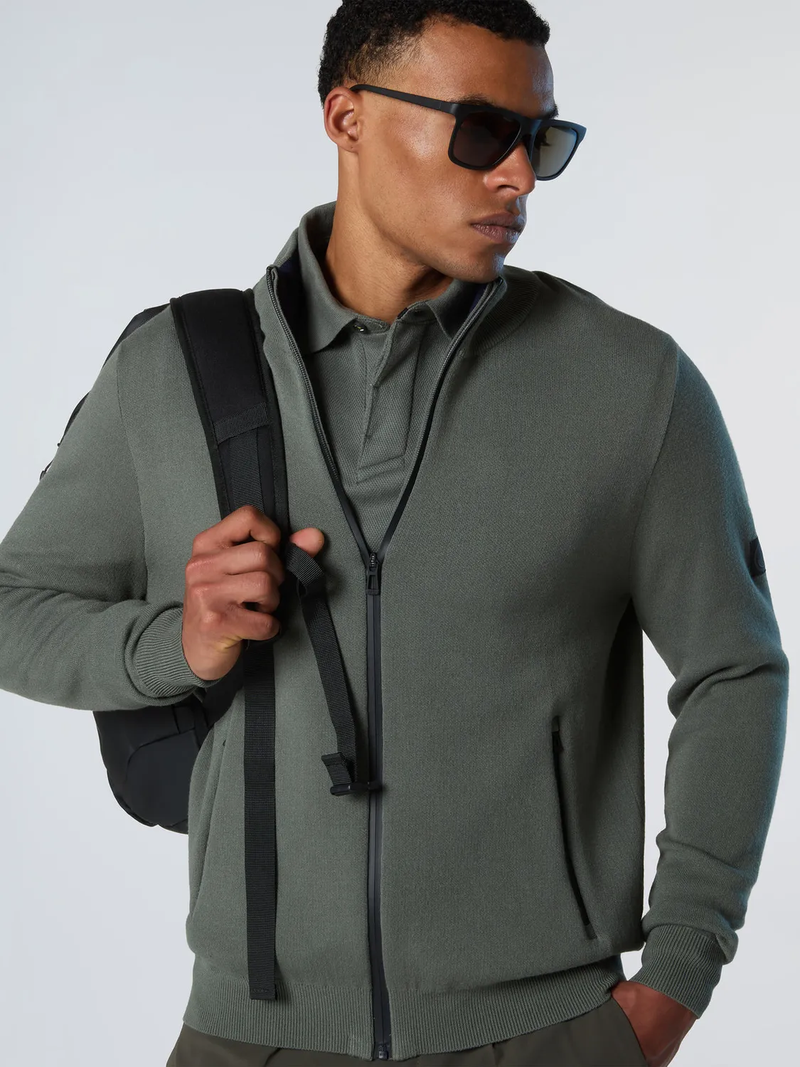 North Sails pull zippé bonded viscose coton