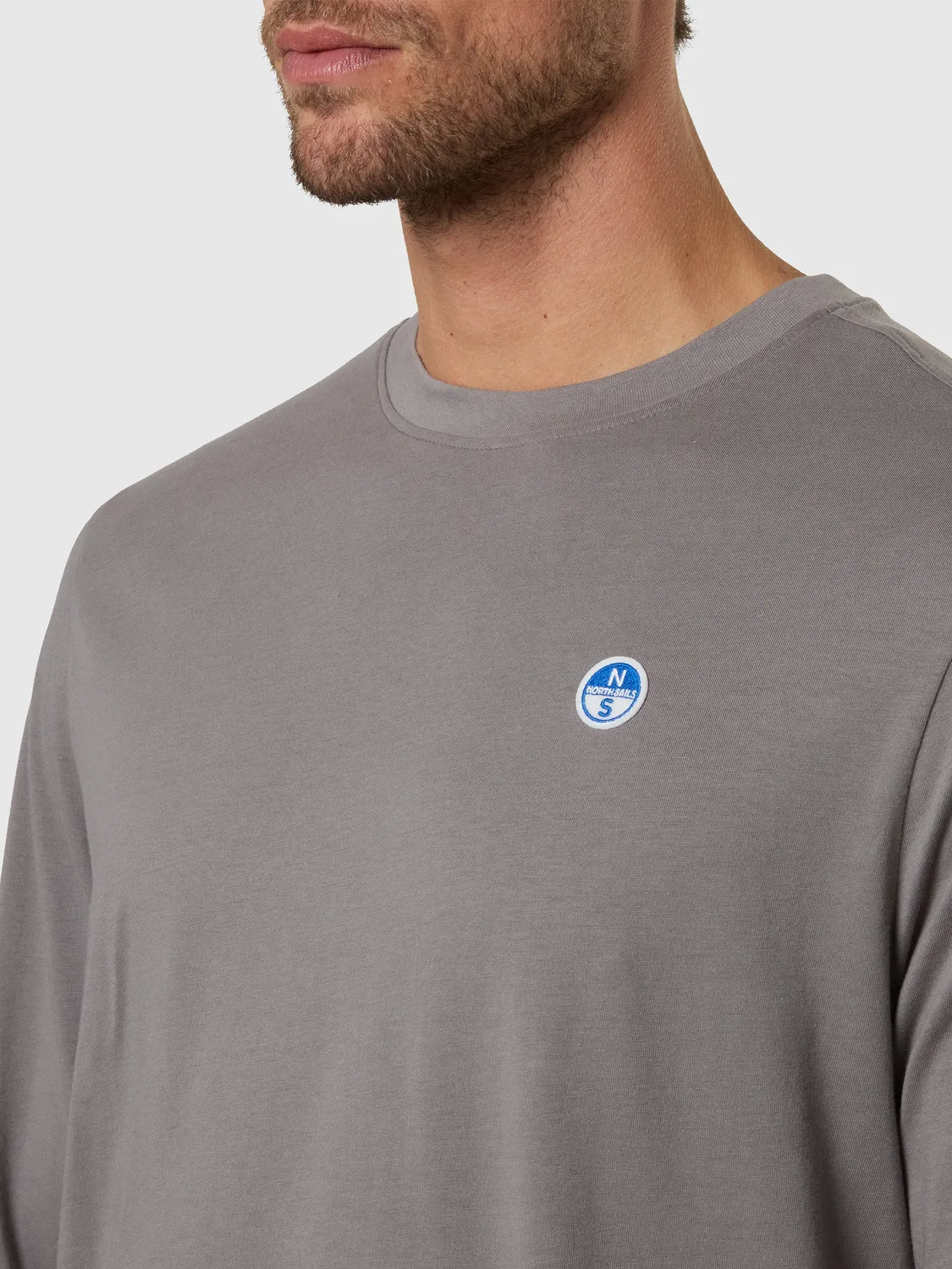 North Sails T-shirt manches longues patch gris anthracite