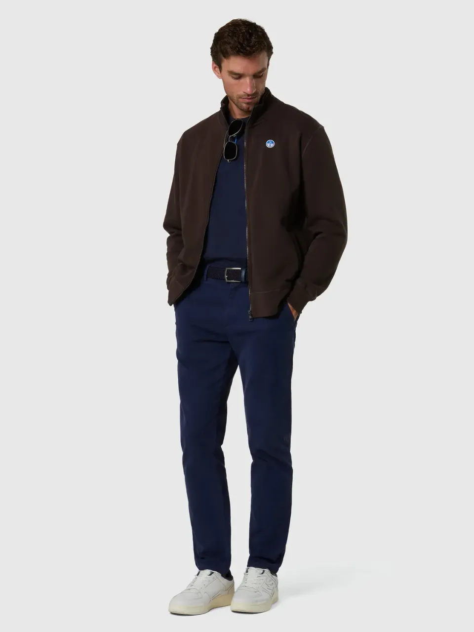 North Sails Full-zip sweatshirt with logo patch sweat zippé bleu marine