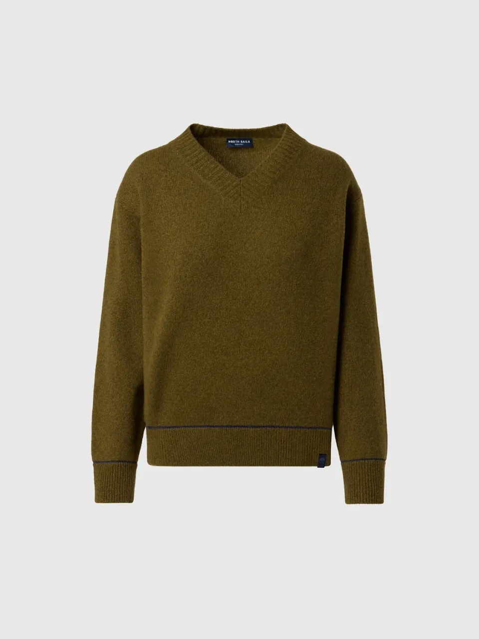 North Sails pull col V mouliné olive night femme