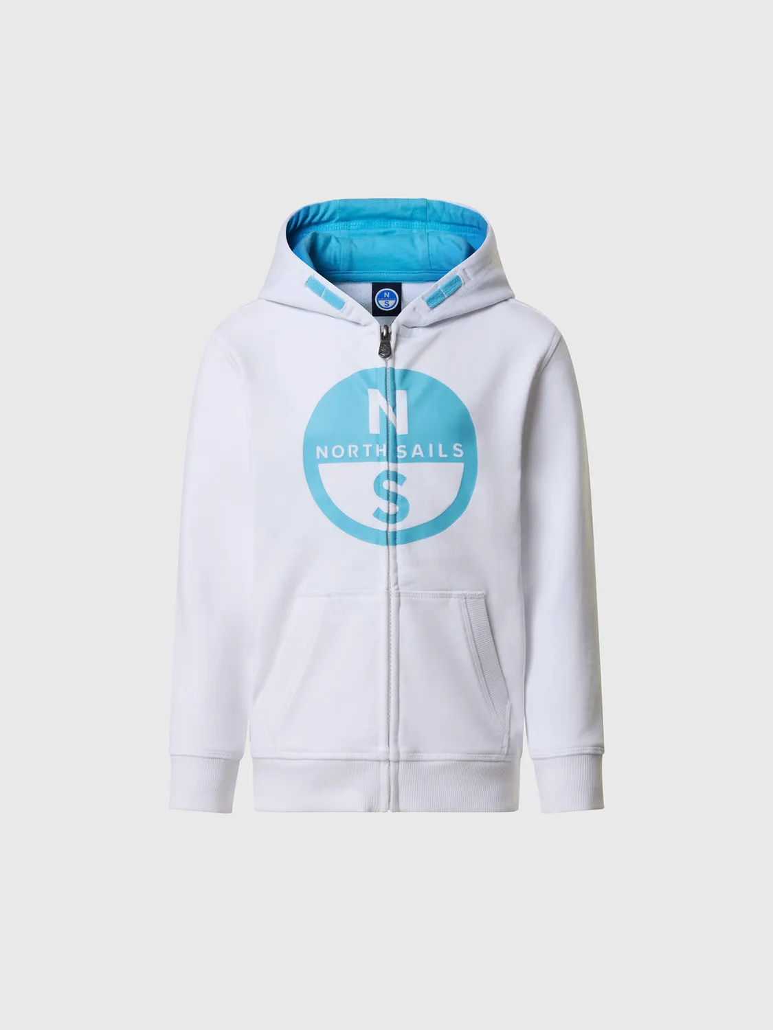 North Sails sweat zippé capuche coton bio logo maxi