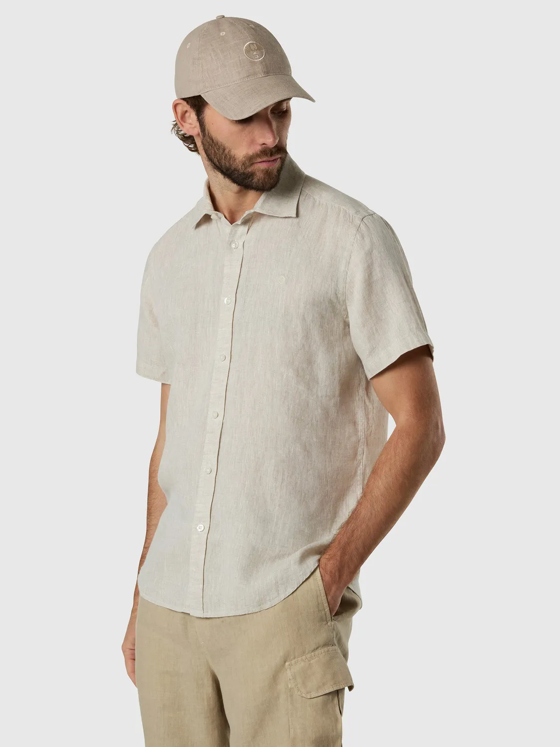 North Sails chemise lin manches courtes beige chino