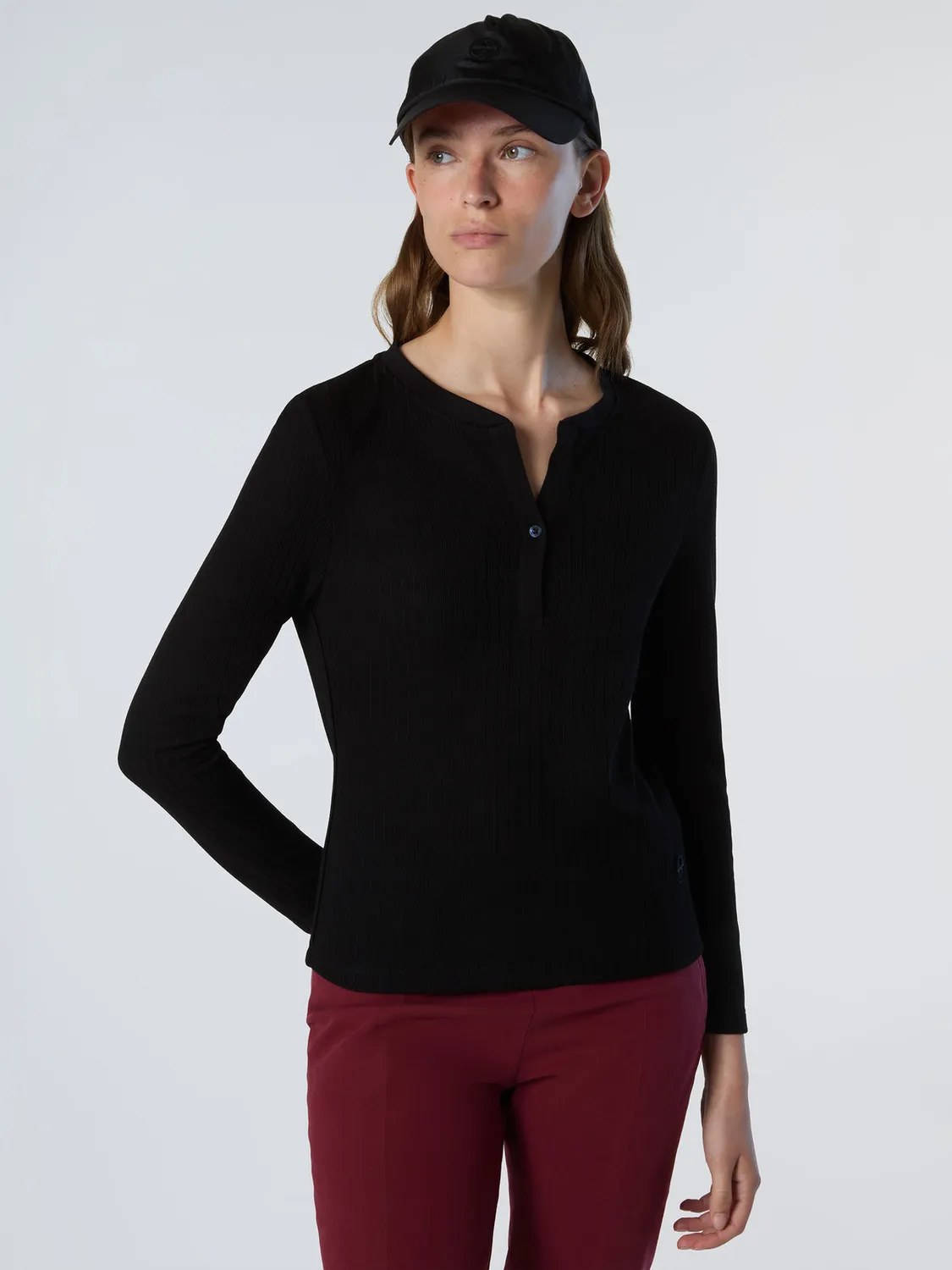 North Sails Ribbed Jersey Henley haut côtelé viscose