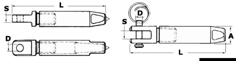 Osculati embout à fourche Parafil 9 mm inox 316