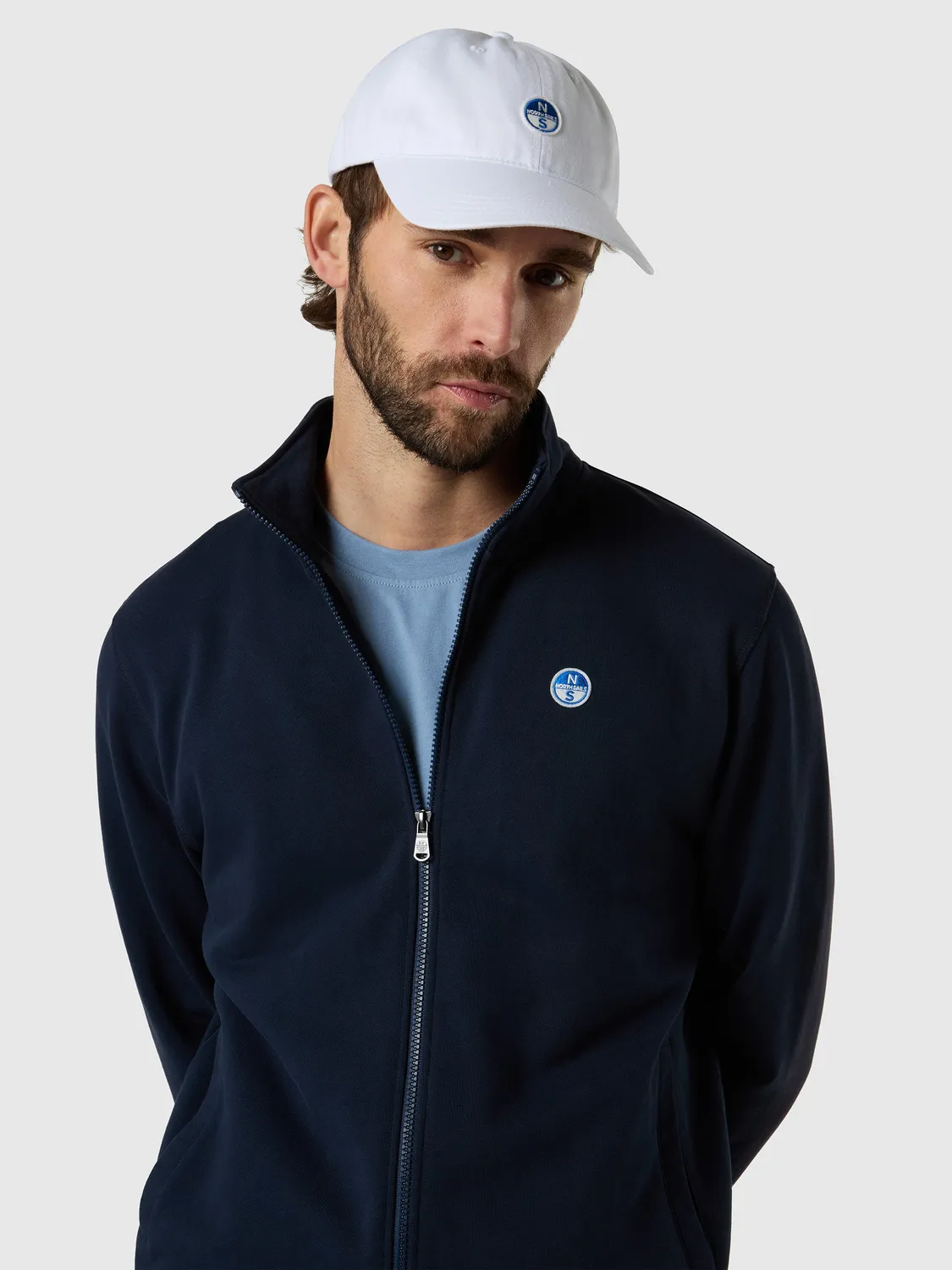 North Sails sweat zippé patch logo bleu marine