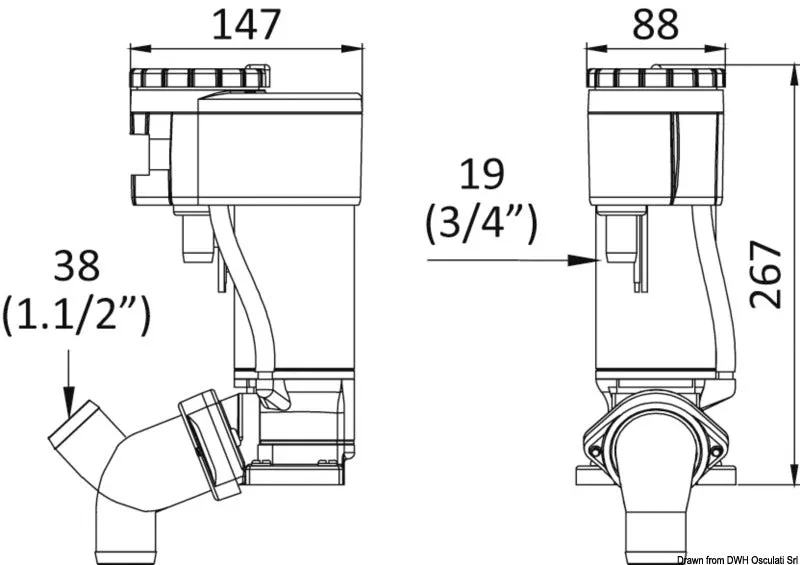 Osculati kit conversion WC manuel électrique