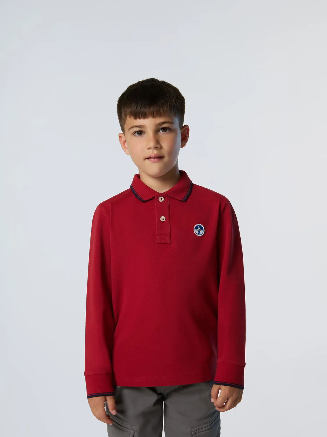 North Sails polo manches longues piqué coton bio col logo