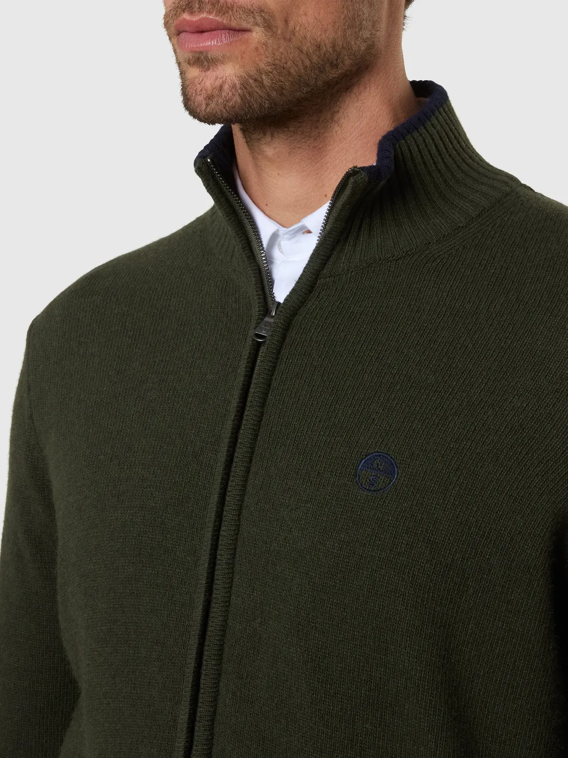 North Sails gilet zippé cachemire Navy Blue homme chaud col montant