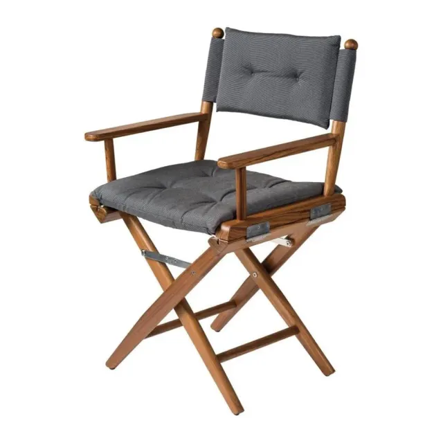 ARC Teak chaise pliante teck tissu gris foncé