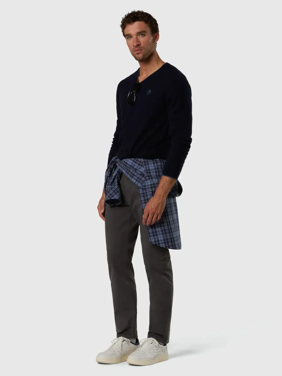 North Sails pull col V cachemire bleu marine homme