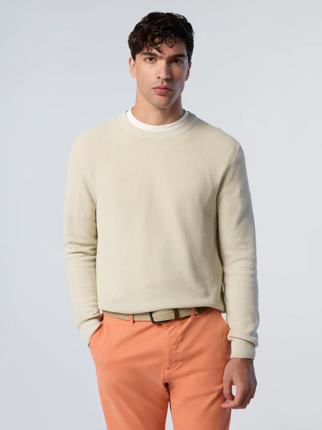 North Sails pull col rond maille nid abeille coton bio