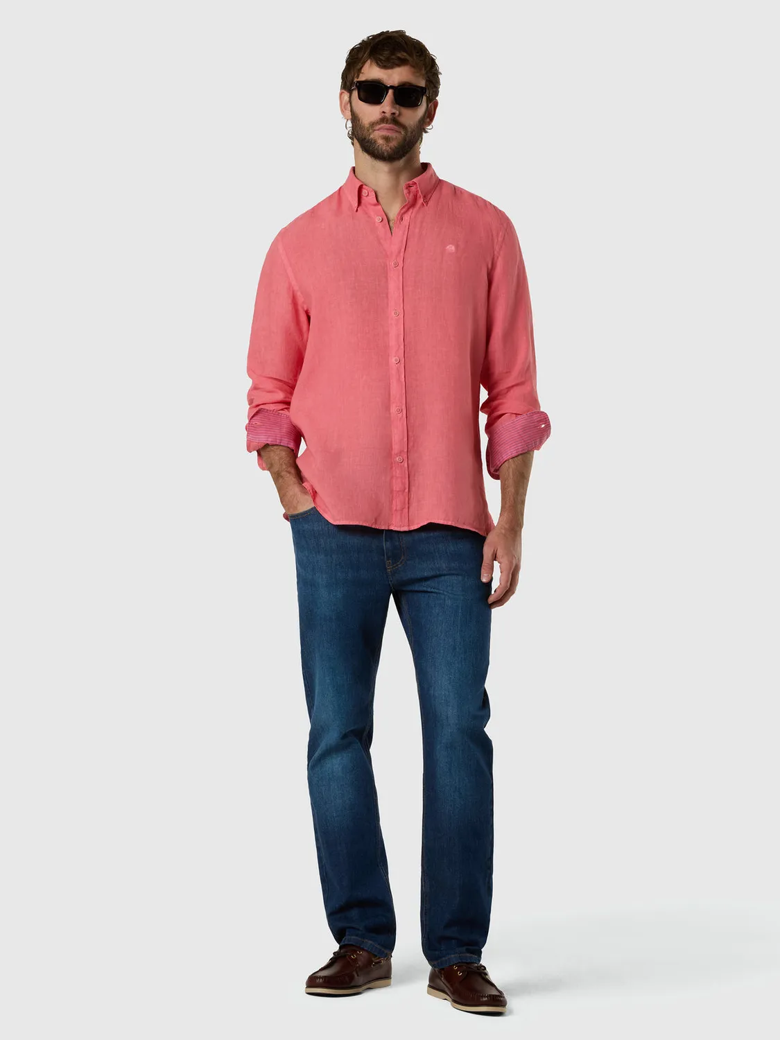 North Sails chemise lin teint en pièce boutons corozo